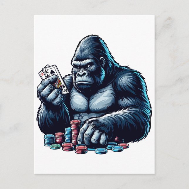 Spelkort för gorillapa poker-spelkasino vykort (Framsida)