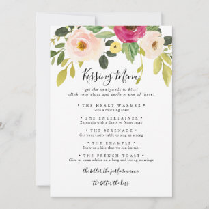 Spelkort för Greenery Rosa Bröllop Kissing Menu-m