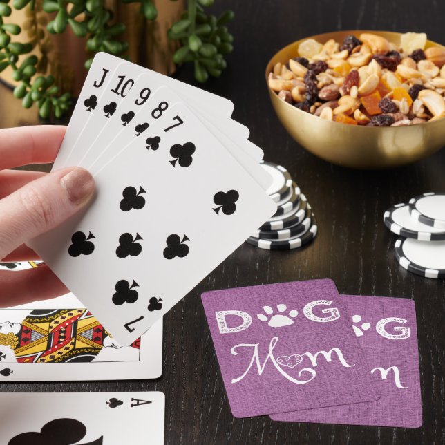 Spelkort för magenta Burlap Hund Mamma (På plats)