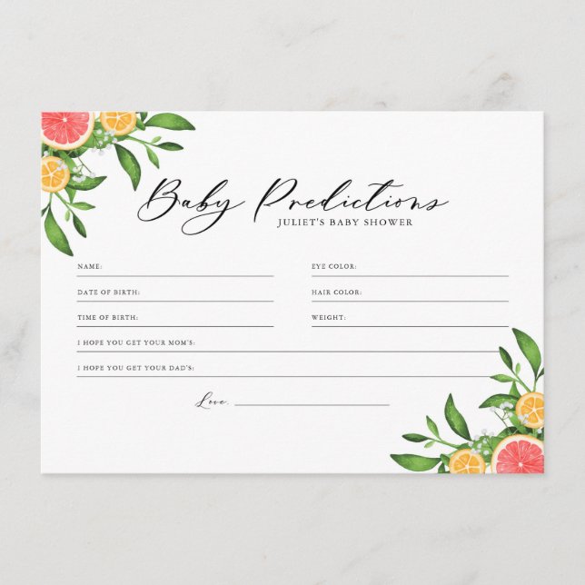 Spelkort för orangar och Baby-förutsägelser Rådkort (Framsida)