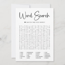 Spelkort för Ord Search Möhippa Inbjudningar