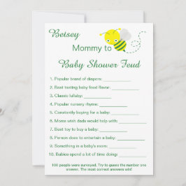 Spelkort för roligt Baby Shower Feud Game Inbjudningar