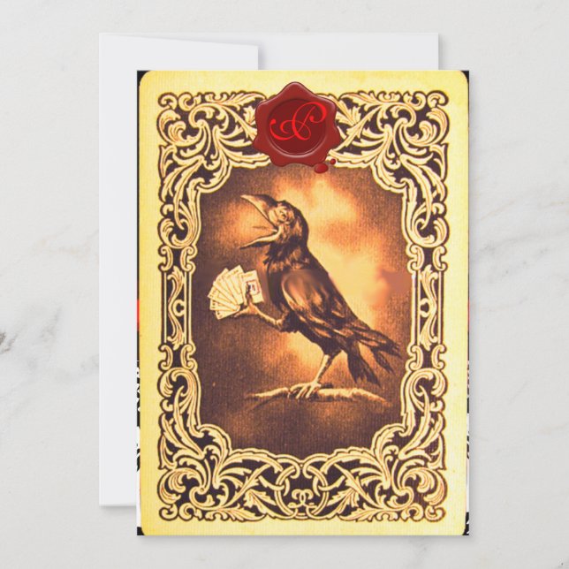 SPELKORT FÖR SVART KRÅKA,POKER PARTY RED VAX SEAL INBJUDNINGAR (Framsida)