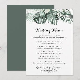 Spelkort för Tropical Grey Bröllop Kissing Menu