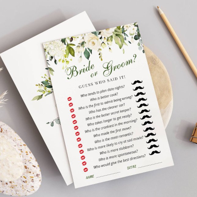 Spelkort för vit ros Blommigt Möhippa Inbjudningar (Skapare uppladdad)