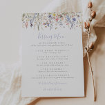 Spelkort för Wildblomma Bröllop Kissing-meny<br><div class="desc">Det här vildblomman bröllop kyssande menykortet är perfekt för en modern bröllopsmottagning. Utformningen har vattenfärgsfärgad rosa,  ,  lila,  rött,  burgudy,  gult,  vita blommor och fjärilar med en grön,  nyktert bunten i elegant blommigt bouquets.</div>