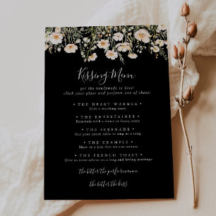 Spelkort för Wildblomme Black Bröllop Kissing Menu