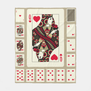 Spelkort från Hearts kostym i vintage stil. Ori Fleecefilt