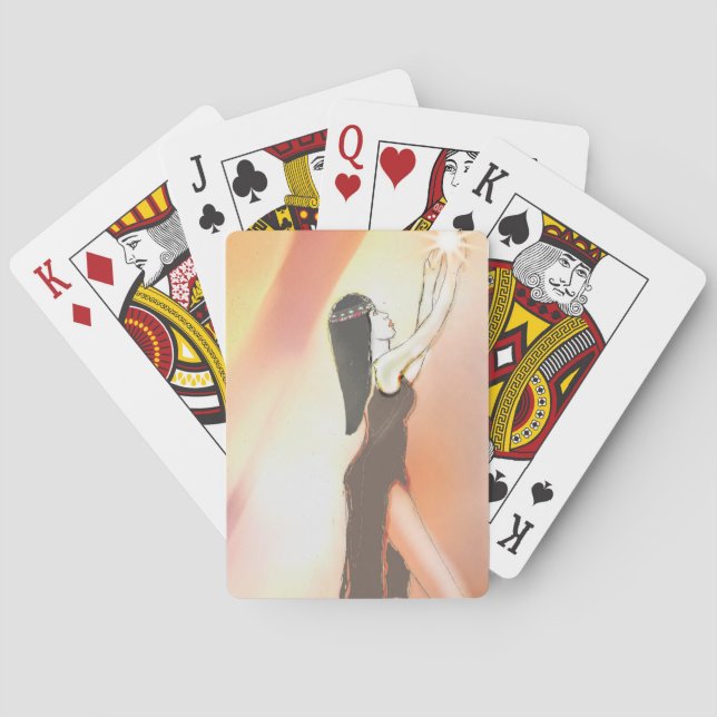 spelkort, gudinna,star, tarot, kartomancy, konst casinokort (Baksidan)