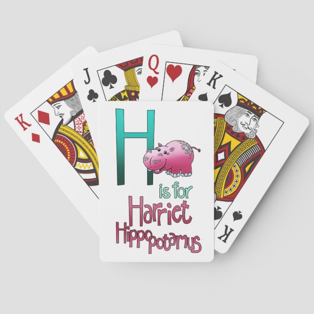 Spelkort, H är till Harriet Hippopotamus Casinokort (Baksidan)