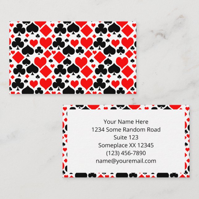 Spelkort Kostym Mönster Visitkort (Fram/baksida)