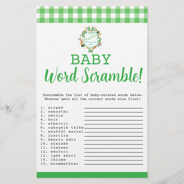 Spelkort Lucky Baby Ord Scramble baby Flygblad (Framsidan)
