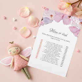 Spelkort mamma eller Pappa - Rosa Fairy Baby Showe