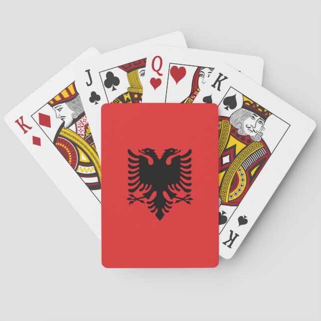 Spelkort med Albaniens flagga (Baksidan)