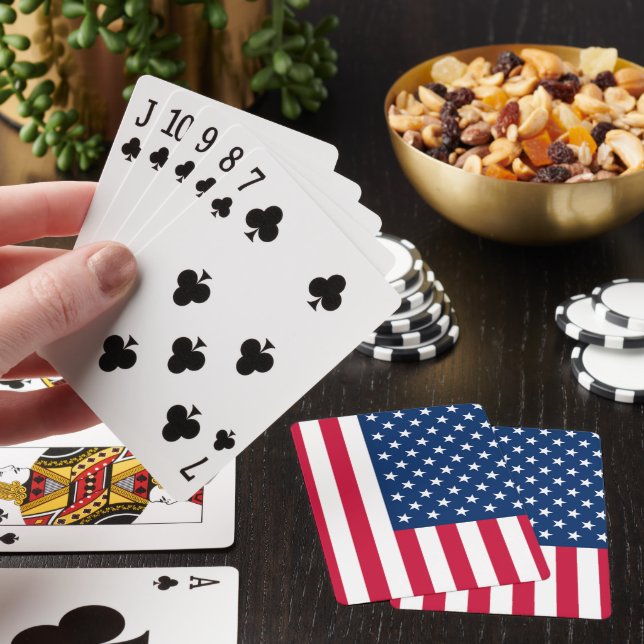 Spelkort med amerikansk flagga (På plats)