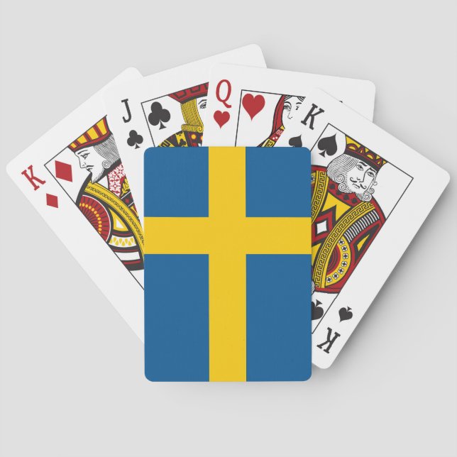 Spelkort med Sveriges flagga (Baksidan)