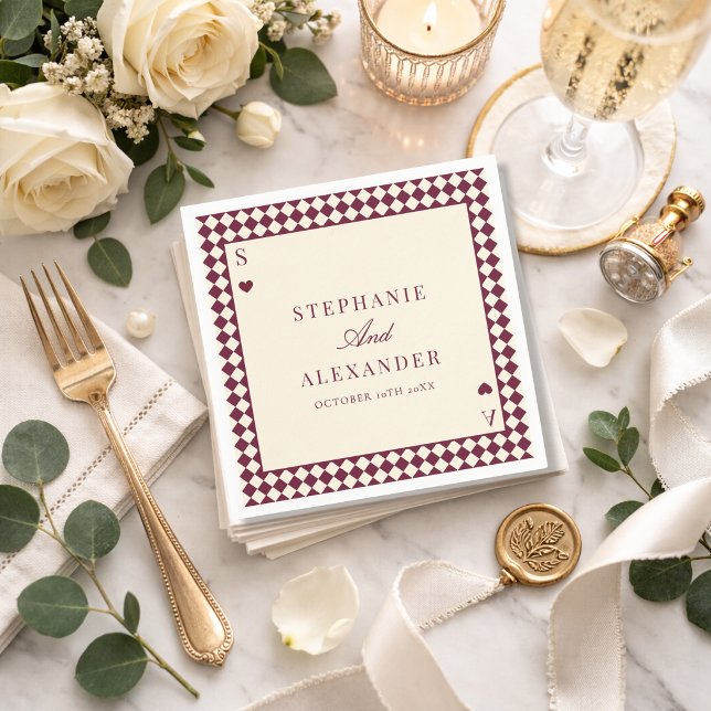 Spelkort Monogram Gammalt Slang Anpassad Bröllop Pappersservett (Skapare uppladdad)