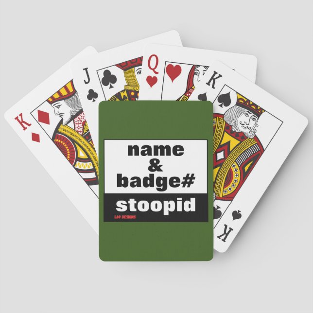 spelkort "NAMN & MÄRKE#" (Baksidan)