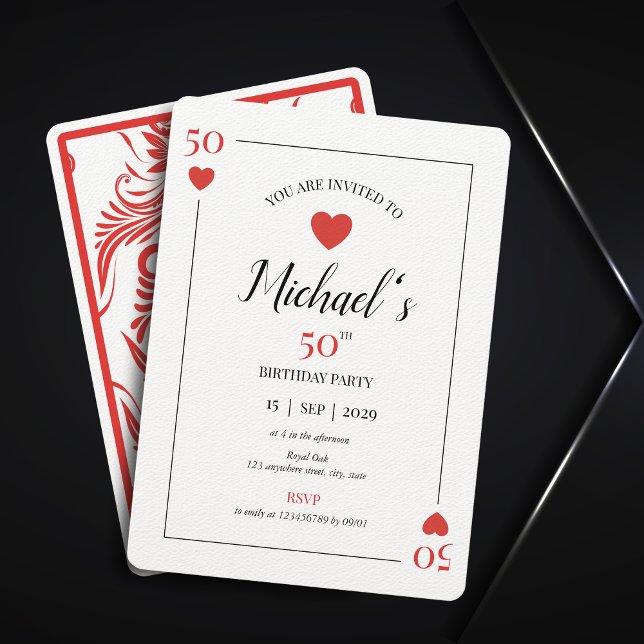 Spelkort Poker Nattkasino 50:e födelsedagen Inbjudningar (Skapare uppladdad)