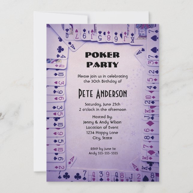 Spelkort Poker Party födelsedag Inbjudningar (Framsida)