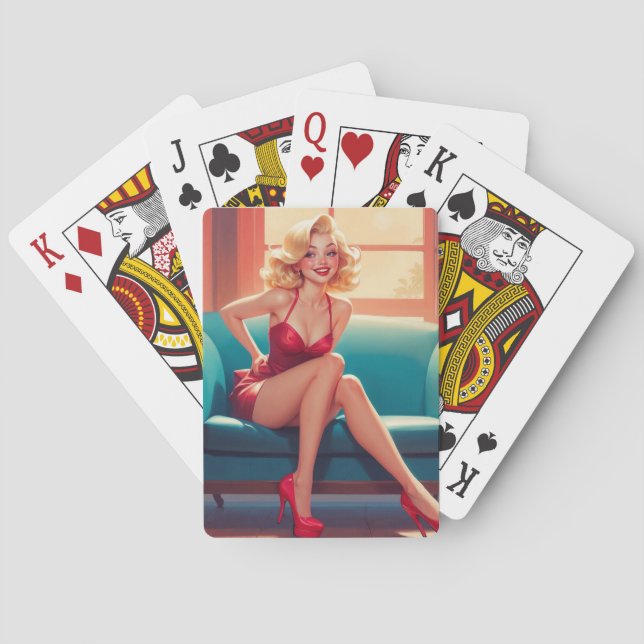 Spelkort, Poker, Pin-Up Girl, Blonde Casinokort (Baksidan)