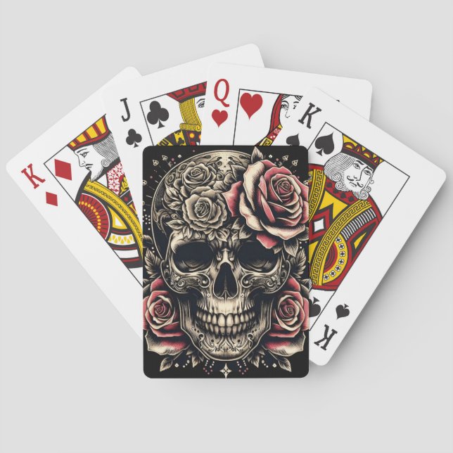 Spelkort, Poker-spel - Skull och Ro Casinokort (Baksidan)