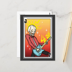 Spelkort Skeleton spelar upp gitar Vykort