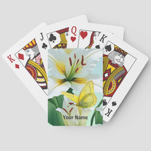 Spelkort White Lilly, Gult Butterfly (Baksidan)