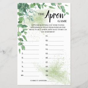 Spelkortet Apron Game Eucalyptus Möhippa Game Card Flygblad