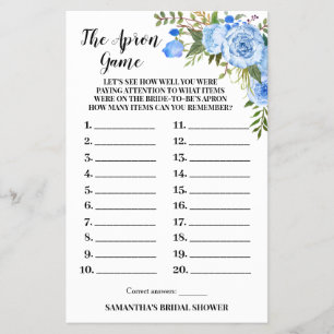 Spelkortet Apron Möhippa Blåa blommor Flygblad
