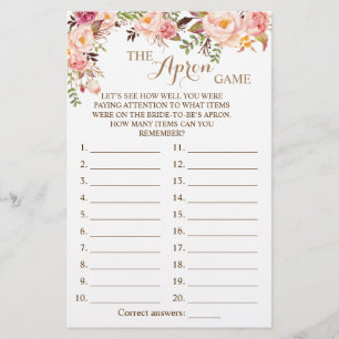 Spelkortet Apron Shower Rosa Blommigt Flygblad
