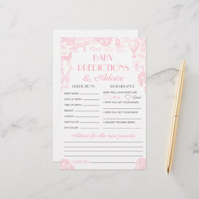 Spelkortet Baby Predictions and Advice Baby Shower (Fram/Back In Situ)