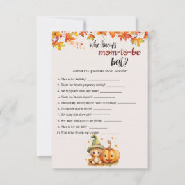 Spelkortet Halloween Pumpkin Fall Baby Shower Tack Kort