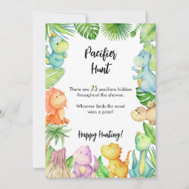 Spelkortet Nappar Hunt Dinosaur Baby Shower Inbjudningar
