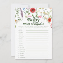 Spelkortet Ord Scramble Wildblomme Baby Shower