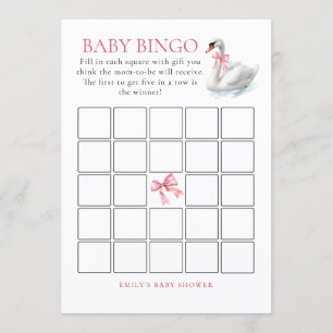 Spelkortet Svan Bingo Baby Shower Inbjudningar
