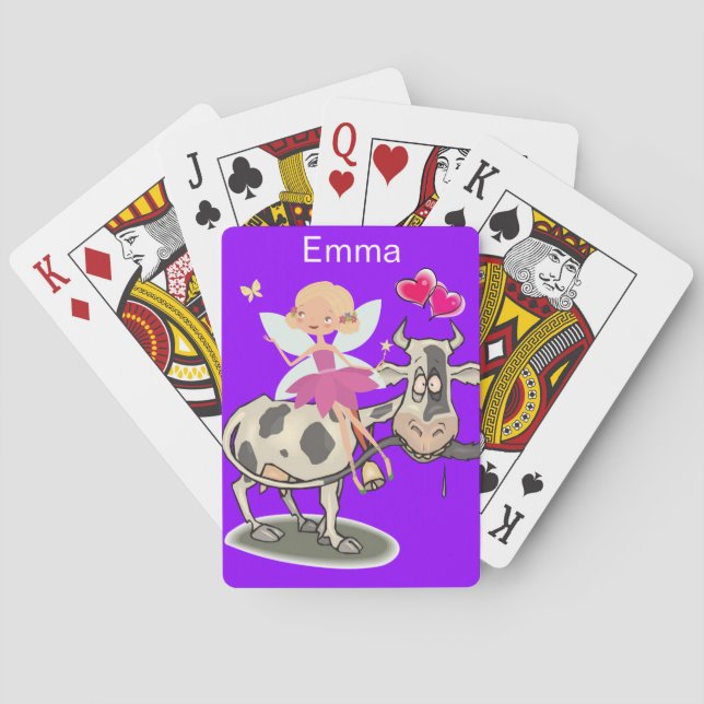 Spelkortsdekan Lila Rosa Fairy Hearts Casinokort (Baksidan)