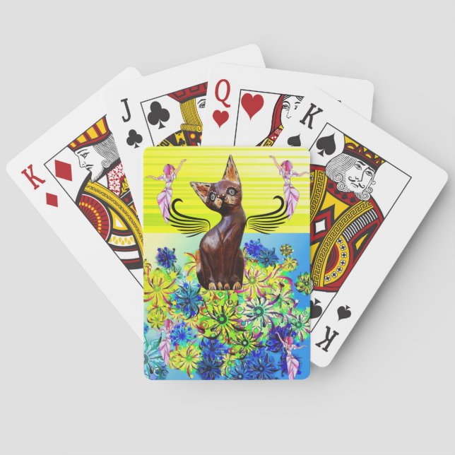 Spelkortsskiva Fairy Kitten Blommigt Rand Casinokort (Baksidan)