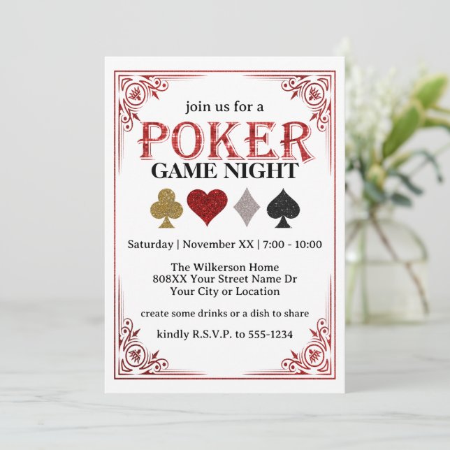 Spelkortsspel Nattpoker Party Inbjudningar (Stående Fram)