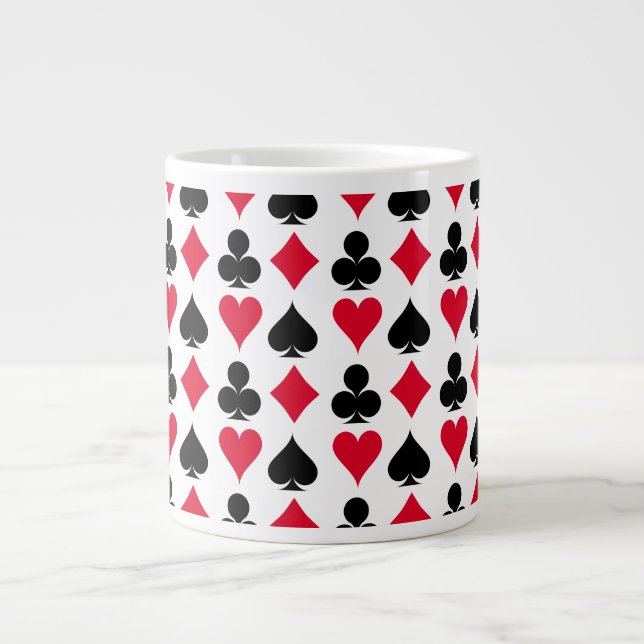 Spelkortssymboler mönster jumbo mugg (Framsidan)