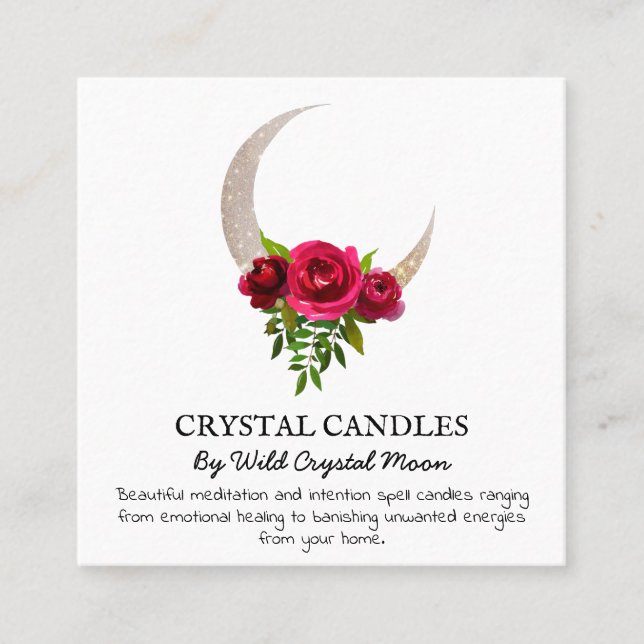 Spell för Crystal Candle-avsikt i ro Fyrkantigt Visitkort (Framsida)