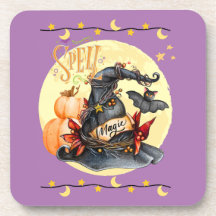 Spell Magic Witches Hat Halloween Underlägg sete 6