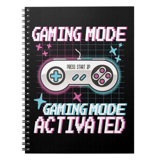 Spelläge Aktiverat Retro Pixel Gamer Design Anteckningsbok (Framsidan)