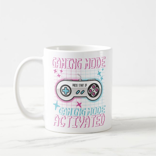 Spelläge Aktiverat Retro Pixel Gamer Design Kaffemugg (Vänster)