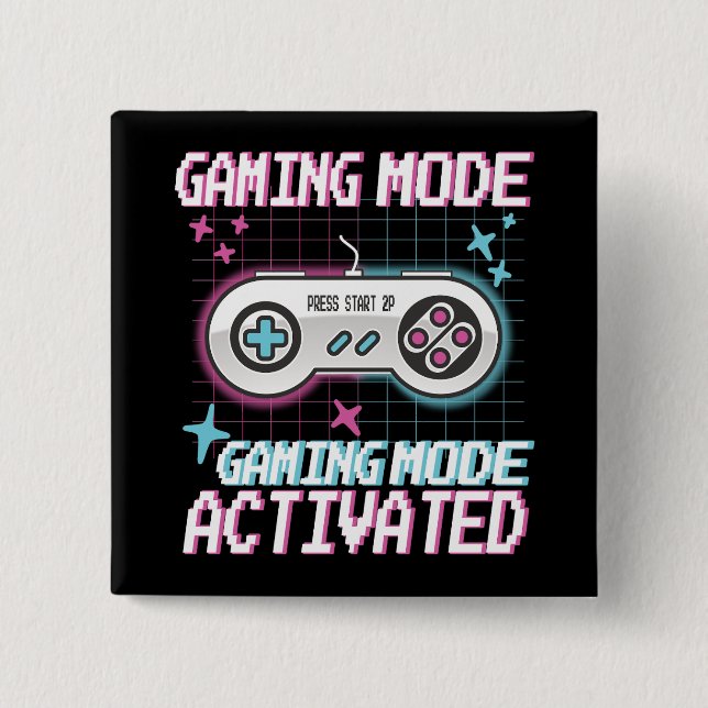 Spelläge Aktiverat Retro Pixel Gamer Design Knapp (Framsida)