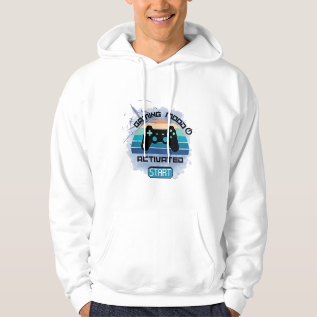 "Spelläge: ON - Power Up and Play T-Shirt" Hoodie (Framsida)