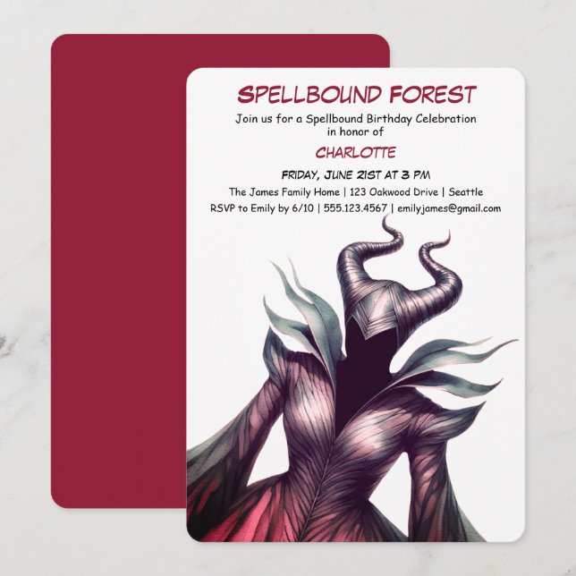 Spellbound Forest – Dark Fairy Birthday Party  Inbjudningar (Fram/baksida)