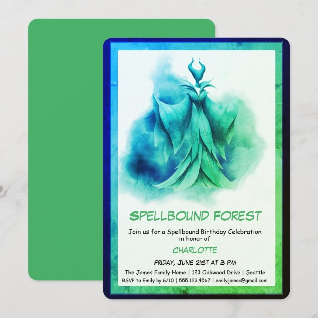 Spellbound Forest – Dark Fairy Birthday Party  Inbjudningar (Fram/baksida)