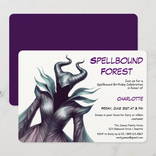 Spellbound Forest – Dark Fairy Birthday Party  Inbjudningar (Fram/baksida)
