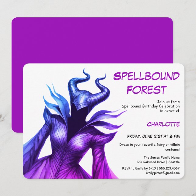 Spellbound Forest – Dark Fairy Birthday Party  Inbjudningar (Fram/baksida)